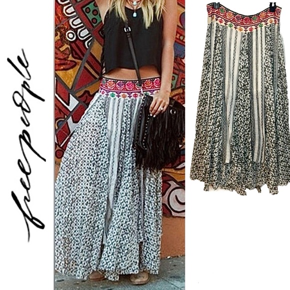 RARE!! Free People Amanda Handkerchief Embroidered Maxi 100% Cotton Medium - Picture 10 of 10